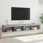 vidaXL Comode TV cu lumini LED, 2 buc., gri sonoma, 100x30x30 cm