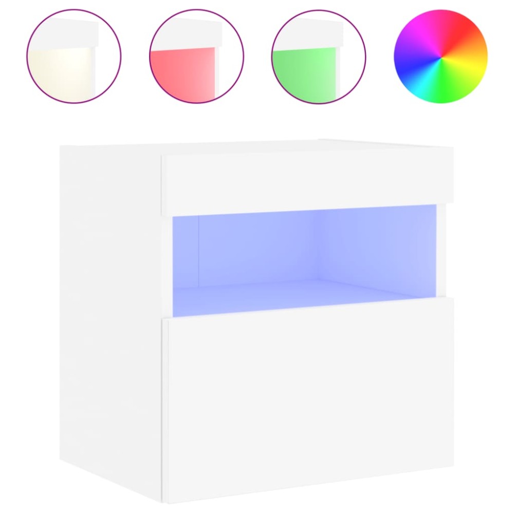 vidaXL Comodă TV de perete cu lumini LED, alb, 40x30x40 cm