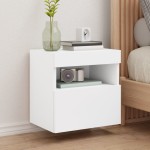 vidaXL Comodă TV de perete cu lumini LED, alb, 40x30x40 cm vidaXL Comodă TV de perete cu lumini LED, alb, 40x30x40 cm