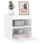 vidaXL Comode TV de perete cu lumini LED, 2 buc., alb, 40x30x40 cm