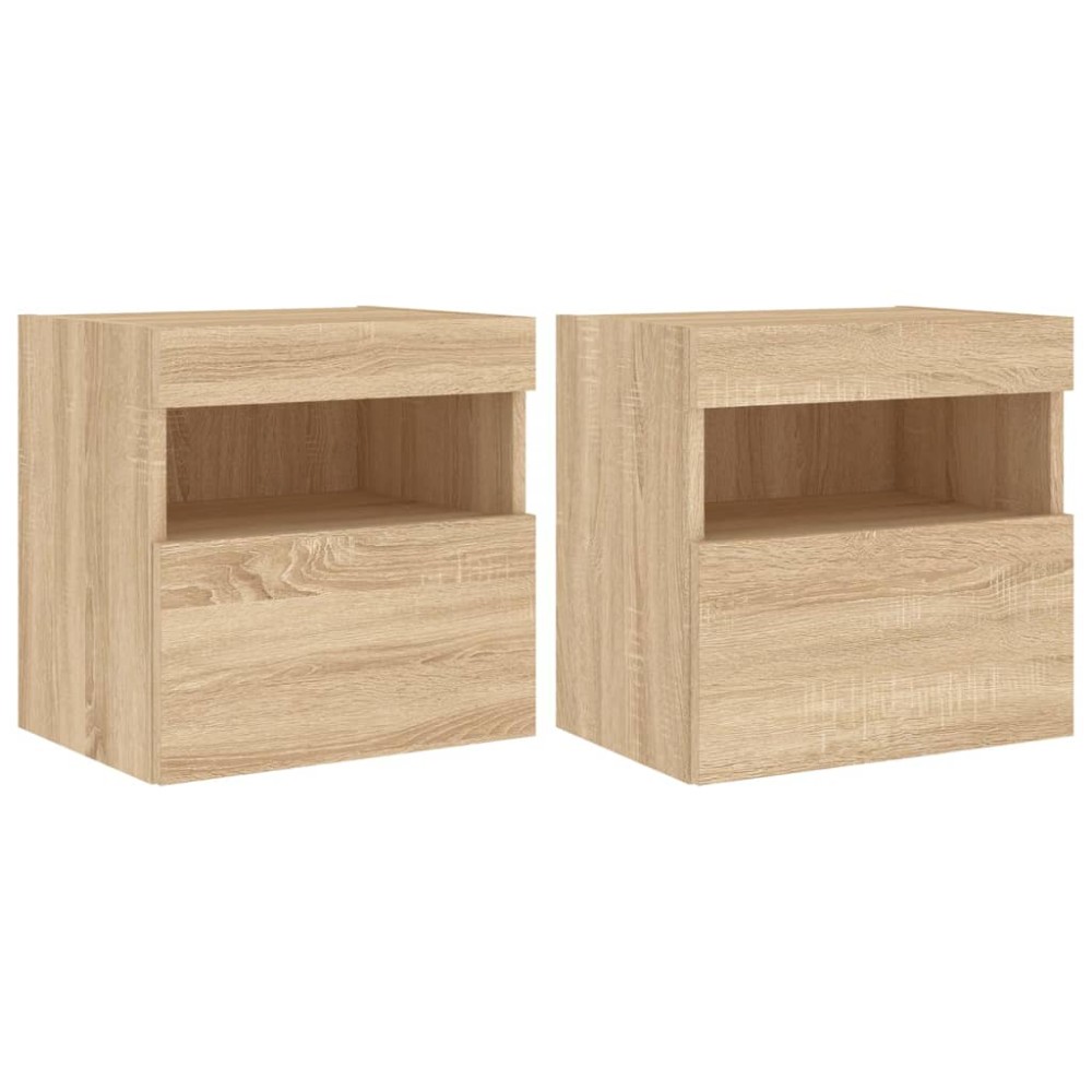 vidaXL Comodă TV de perete cu LED, 2 buc. stejar sonoma, 40x30x40 cm