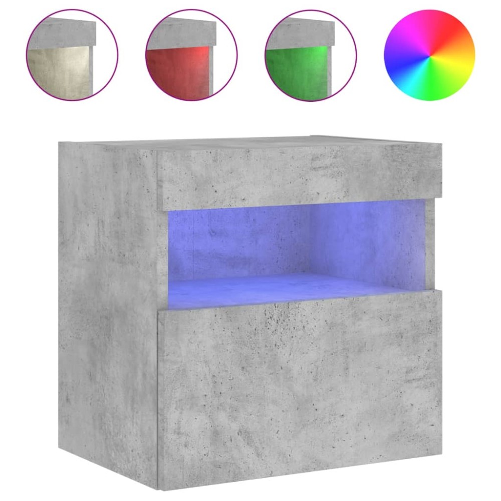 vidaXL Comodă TV de perete cu lumini LED, gri beton, 40x30x40 cm