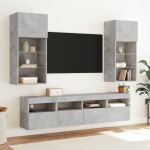 vidaXL Comodă TV de perete cu lumini LED, gri beton, 40x30x40 cm vidaXL Comodă TV de perete cu lumini LED, gri beton, 40x30x40 cm