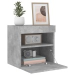 vidaXL Comodă TV de perete cu lumini LED, gri beton, 40x30x40 cm vidaXL Comodă TV de perete cu lumini LED, gri beton, 40x30x40 cm