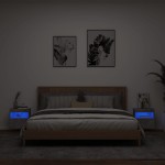 vidaXL Comode TV de perete cu lumini LED 2 buc. gri beton 40x30x40 cm