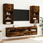 vidaXL Comodă TV de perete cu lumini LED, stejar fumuriu, 40x30x40 cm vidaXL Comodă TV de perete cu lumini LED, stejar fumuriu, 40x30x40 cm