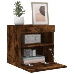 vidaXL Comodă TV de perete cu lumini LED, stejar fumuriu, 40x30x40 cm vidaXL Comodă TV de perete cu lumini LED, stejar fumuriu, 40x30x40 cm