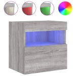vidaXL Comodă TV de perete cu lumini LED, gri sonoma, 40x30x40 cm