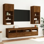 vidaXL Comodă TV de perete cu lumini LED, stejar maro, 40x30x40 cm vidaXL Comodă TV de perete cu lumini LED, stejar maro, 40x30x40 cm