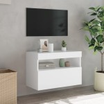 vidaXL Comodă TV de perete cu lumini LED, alb, 60x30x40 cm vidaXL Comodă TV de perete cu lumini LED, alb, 60x30x40 cm