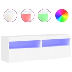 vidaXL Comode TV de perete cu lumini LED, 2 buc., alb, 60x30x40 cm