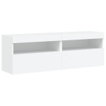 vidaXL Comode TV de perete cu lumini LED, 2 buc., alb, 60x30x40 cm