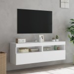 vidaXL Comode TV de perete cu lumini LED, 2 buc., alb, 60x30x40 cm