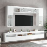 vidaXL Comode TV de perete cu lumini LED, 2 buc., alb, 60x30x40 cm