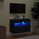 vidaXL Comodă TV de perete cu lumini LED, negru, 60x30x40 cm vidaXL Comodă TV de perete cu lumini LED, negru, 60x30x40 cm