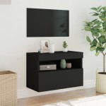 vidaXL Comodă TV de perete cu lumini LED, negru, 60x30x40 cm vidaXL Comodă TV de perete cu lumini LED, negru, 60x30x40 cm