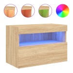 vidaXL Comodă TV de perete cu lumini LED, stejar sonoma, 60x30x40 cm