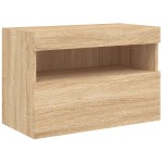 vidaXL Comodă TV de perete cu lumini LED, stejar sonoma, 60x30x40 cm