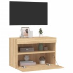 vidaXL Comodă TV de perete cu lumini LED, stejar sonoma, 60x30x40 cm