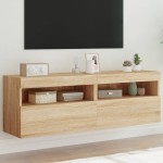vidaXL Comodă TV de perete cu LED, 2 buc. stejar sonoma, 60x30x40 cm vidaXL Comodă TV de perete cu LED, 2 buc. stejar sonoma, 60x30x40 cm