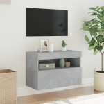 vidaXL Comodă TV de perete cu lumini LED, gri beton, 60x30x40 cm vidaXL Comodă TV de perete cu lumini LED, gri beton, 60x30x40 cm