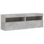 vidaXL Comode TV de perete cu lumini LED 2 buc. gri beton 60x30x40 cm