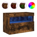 vidaXL Comodă TV de perete cu lumini LED, stejar fumuriu, 60x30x40 cm vidaXL Comodă TV de perete cu lumini LED, stejar fumuriu, 60x30x40 cm