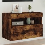 vidaXL Comodă TV de perete cu lumini LED, stejar fumuriu, 60x30x40 cm vidaXL Comodă TV de perete cu lumini LED, stejar fumuriu, 60x30x40 cm