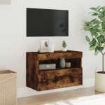 vidaXL Comodă TV de perete cu lumini LED, stejar fumuriu, 60x30x40 cm vidaXL Comodă TV de perete cu lumini LED, stejar fumuriu, 60x30x40 cm