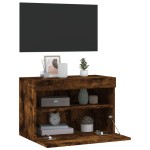 vidaXL Comodă TV de perete cu lumini LED, stejar fumuriu, 60x30x40 cm vidaXL Comodă TV de perete cu lumini LED, stejar fumuriu, 60x30x40 cm