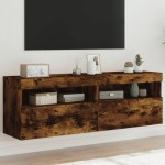 vidaXL Comodă TV de perete cu LED, 2 buc. stejar fumuriu, 60x30x40 cm vidaXL Comodă TV de perete cu LED, 2 buc. stejar fumuriu, 60x30x40 cm