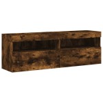 vidaXL Comodă TV de perete cu LED, 2 buc. stejar fumuriu, 60x30x40 cm vidaXL Comodă TV de perete cu LED, 2 buc. stejar fumuriu, 60x30x40 cm