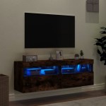vidaXL Comodă TV de perete cu LED, 2 buc. stejar fumuriu, 60x30x40 cm vidaXL Comodă TV de perete cu LED, 2 buc. stejar fumuriu, 60x30x40 cm