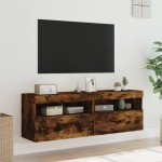 vidaXL Comodă TV de perete cu LED, 2 buc. stejar fumuriu, 60x30x40 cm vidaXL Comodă TV de perete cu LED, 2 buc. stejar fumuriu, 60x30x40 cm