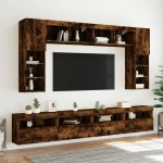 vidaXL Comodă TV de perete cu LED, 2 buc. stejar fumuriu, 60x30x40 cm vidaXL Comodă TV de perete cu LED, 2 buc. stejar fumuriu, 60x30x40 cm
