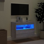 vidaXL Comodă TV de perete cu lumini LED, gri sonoma, 60x30x40 cm vidaXL Comodă TV de perete cu lumini LED, gri sonoma, 60x30x40 cm