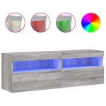 vidaXL Comodă TV de perete cu LED, 2 buc, gri sonoma, 60x30x40 cm vidaXL Comodă TV de perete cu LED, 2 buc, gri sonoma, 60x30x40 cm