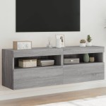 vidaXL Comodă TV de perete cu LED, 2 buc, gri sonoma, 60x30x40 cm vidaXL Comodă TV de perete cu LED, 2 buc, gri sonoma, 60x30x40 cm