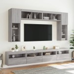vidaXL Comodă TV de perete cu LED, 2 buc, gri sonoma, 60x30x40 cm vidaXL Comodă TV de perete cu LED, 2 buc, gri sonoma, 60x30x40 cm