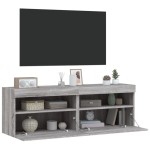 vidaXL Comodă TV de perete cu LED, 2 buc, gri sonoma, 60x30x40 cm vidaXL Comodă TV de perete cu LED, 2 buc, gri sonoma, 60x30x40 cm
