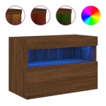 vidaXL Comodă TV de perete cu lumini LED, stejar maro, 60x30x40 cm vidaXL Comodă TV de perete cu lumini LED, stejar maro, 60x30x40 cm