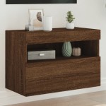 vidaXL Comodă TV de perete cu lumini LED, stejar maro, 60x30x40 cm vidaXL Comodă TV de perete cu lumini LED, stejar maro, 60x30x40 cm
