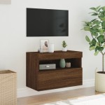 vidaXL Comodă TV de perete cu lumini LED, stejar maro, 60x30x40 cm vidaXL Comodă TV de perete cu lumini LED, stejar maro, 60x30x40 cm