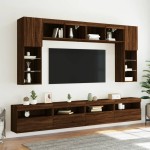 vidaXL Comodă TV de perete cu lumini LED, stejar maro, 60x30x40 cm vidaXL Comodă TV de perete cu lumini LED, stejar maro, 60x30x40 cm