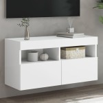 vidaXL Comodă TV de perete cu lumini LED, alb, 80x30x40 cm vidaXL Comodă TV de perete cu lumini LED, alb, 80x30x40 cm