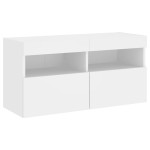 vidaXL Comodă TV de perete cu lumini LED, alb, 80x30x40 cm vidaXL Comodă TV de perete cu lumini LED, alb, 80x30x40 cm
