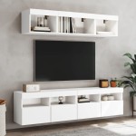 vidaXL Comodă TV de perete cu lumini LED, alb, 80x30x40 cm vidaXL Comodă TV de perete cu lumini LED, alb, 80x30x40 cm