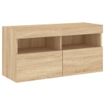 vidaXL Comodă TV de perete cu lumini LED, stejar sonoma, 80x30x40 cm vidaXL Comodă TV de perete cu lumini LED, stejar sonoma, 80x30x40 cm