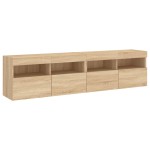 vidaXL Comodă TV de perete cu LED, 2 buc. stejar sonoma, 80x30x40 cm vidaXL Comodă TV de perete cu LED, 2 buc. stejar sonoma, 80x30x40 cm