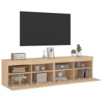 vidaXL Comodă TV de perete cu LED, 2 buc. stejar sonoma, 80x30x40 cm vidaXL Comodă TV de perete cu LED, 2 buc. stejar sonoma, 80x30x40 cm